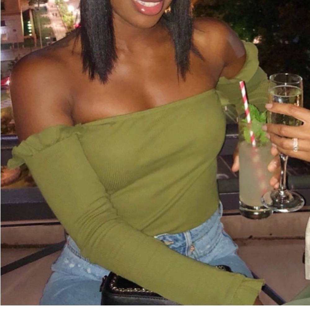 Olive Green Off-Shoulder Top